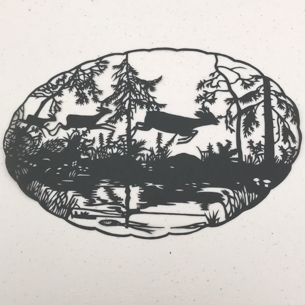 🔥ON SALE🔥Deers in the Forest 💖 Handmade PaperCut Silhouette Scherenschn…